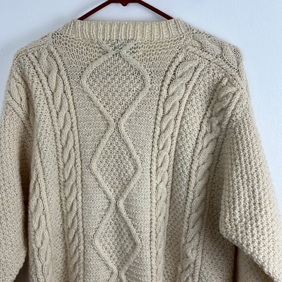 Yarn Point Crafts Canadian-Made Wool Fisherman's Cardigan Sweater - Picture 9 of 9
